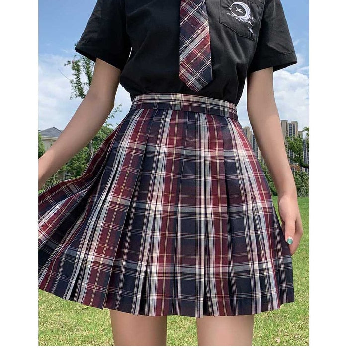Women Pleated Skirts Mini Plaid Skirt Summer