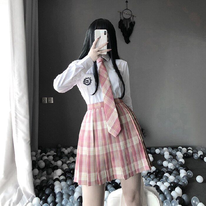 Women Pleated Skirts Mini Plaid Skirt Summer