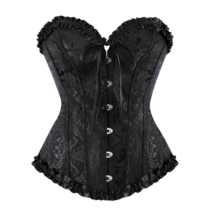 Overbust Corset Vintage bustiera and corsets lace up floral lingerie tops brocade victorian