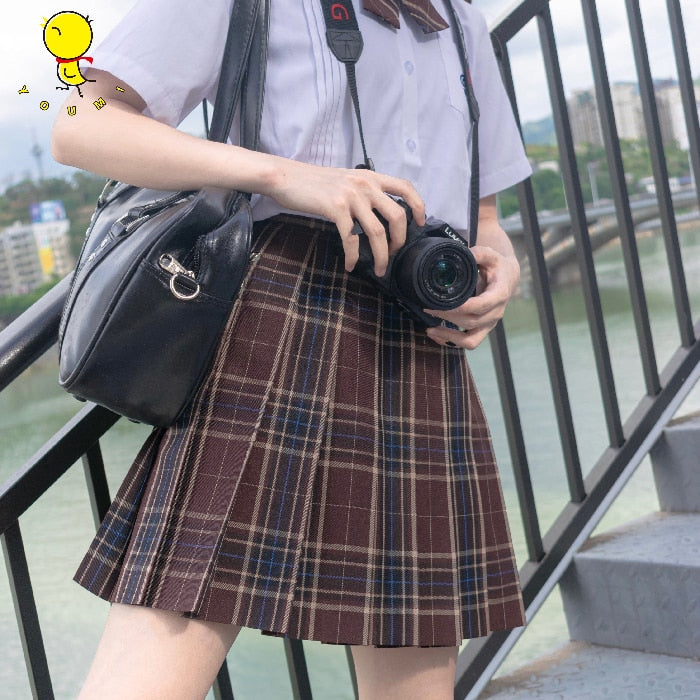 Women Pleated Skirts Mini Plaid Skirt Summer
