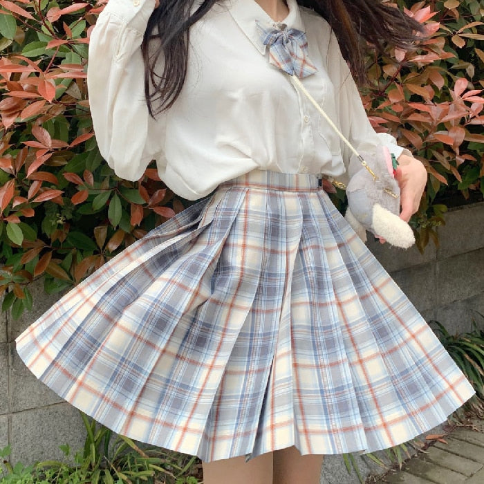 Women Pleated Skirts Mini Plaid Skirt Summer