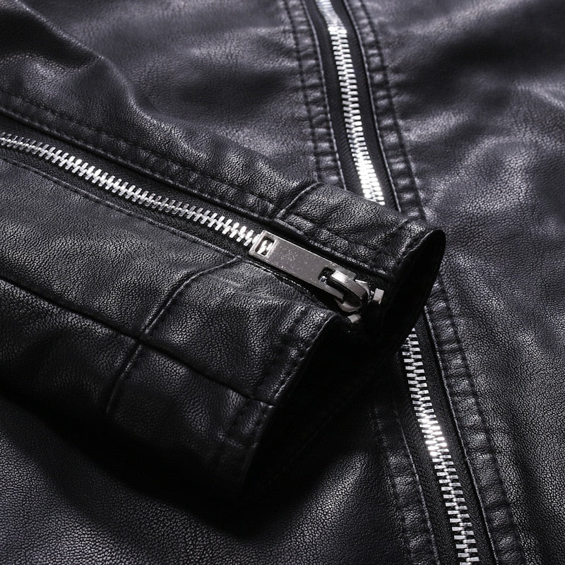 Faux Leather Jacket Motorcycle  Jackets Black  Jaqueta de Couro Masculina Outwear Male PU Leather