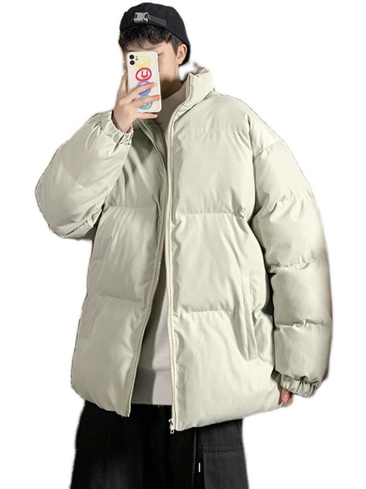 Parkas Thicken Warm Coat Stand Collar Jackets Solid Color Winter Fashion New Streetwear