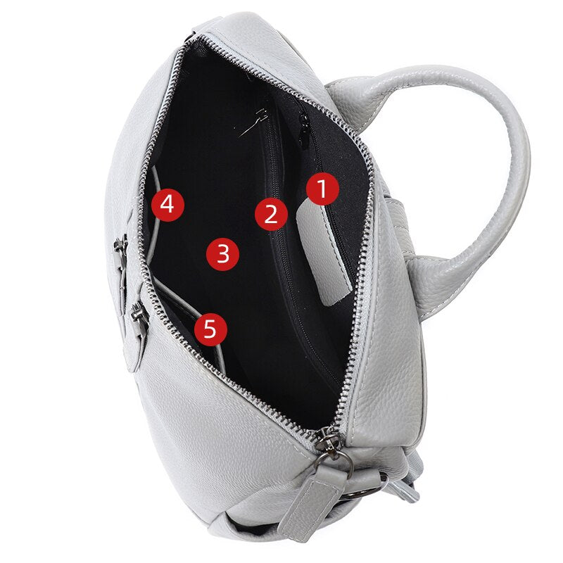 Fashion Genuine Cow Leather Backpack Women Shoulder Bags Large Capacity Schoolbag