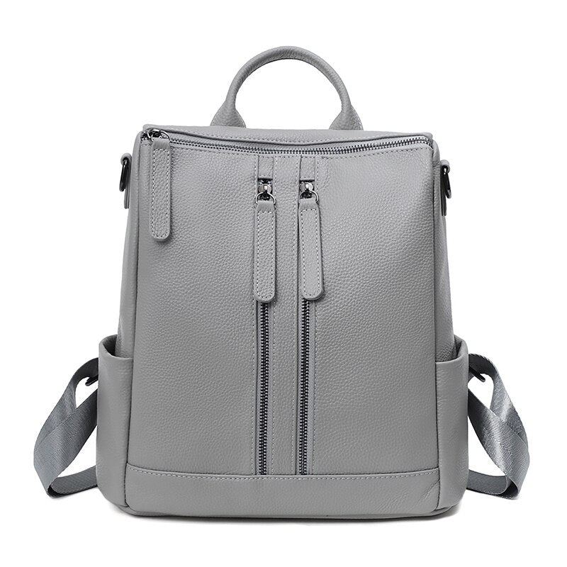 Fashion Genuine Cow Leather Backpack Women Shoulder Bags Large Capacity Schoolbag