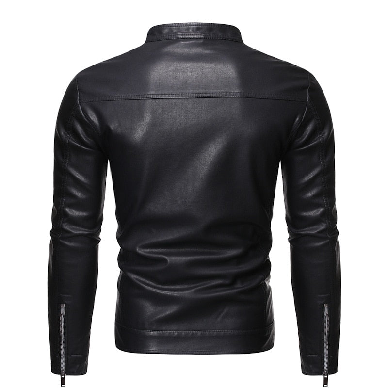 Faux Leather Jacket Motorcycle  Jackets Black  Jaqueta de Couro Masculina Outwear Male PU Leather
