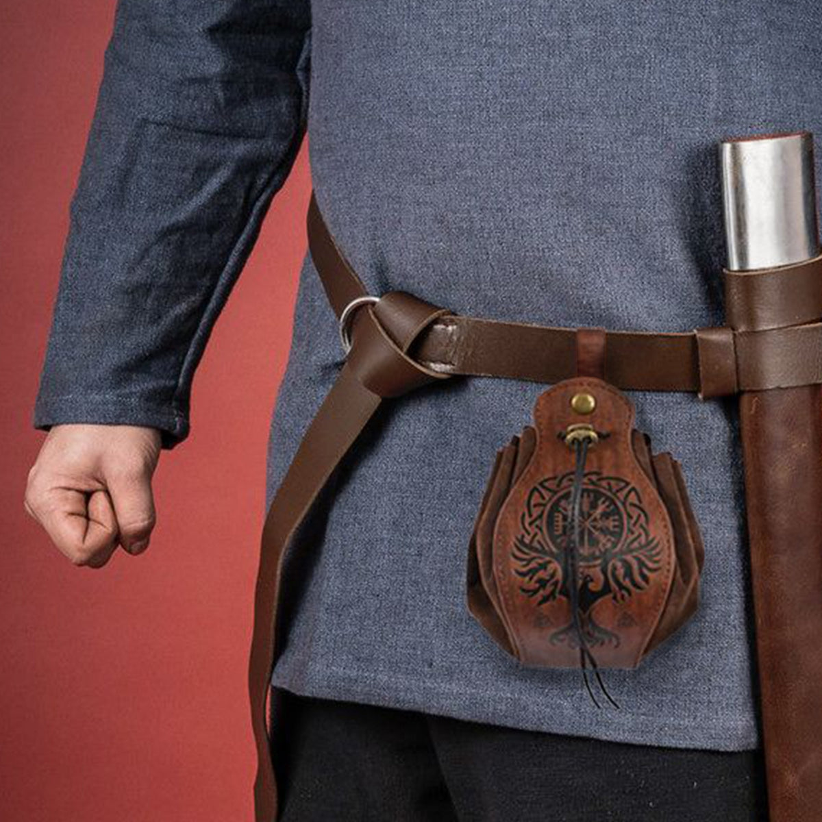 Medieval Vintage Money Pouch Bag Waist Ring Belt Men Women Viking Leather Drawstring Bag Coin Purse