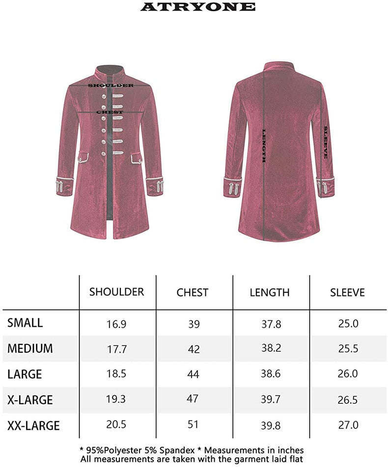 Noble Vintage Men's Jacket Medieval Cosplay Velet Prince Coat Retro Wedding Blazer