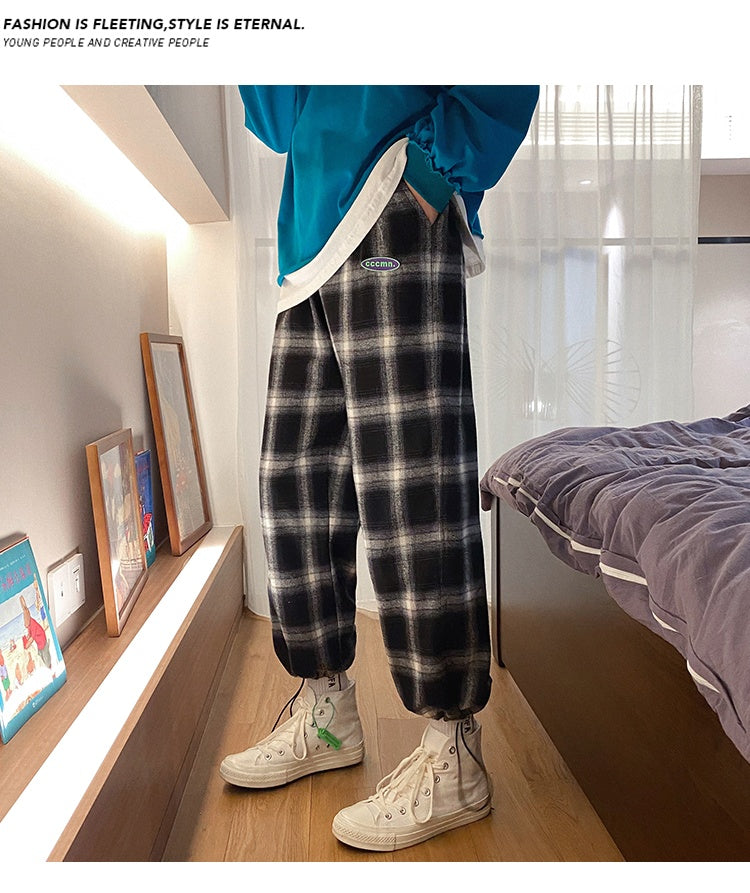 Men's Clothing Checkered Pants Style Checked Trousers