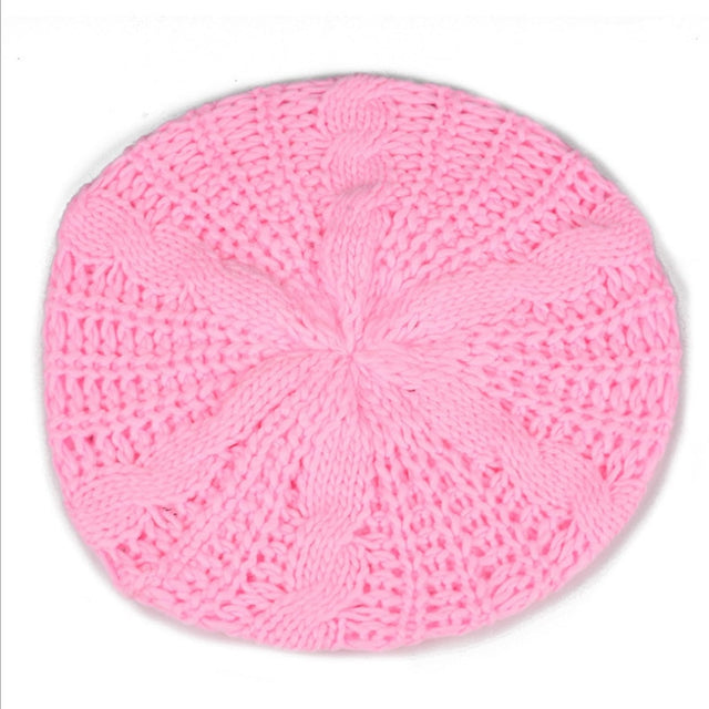 Women Lady Beret Braided Baggy Knit Crochet Beanie Hat Ski Cap Winter Warm Cap