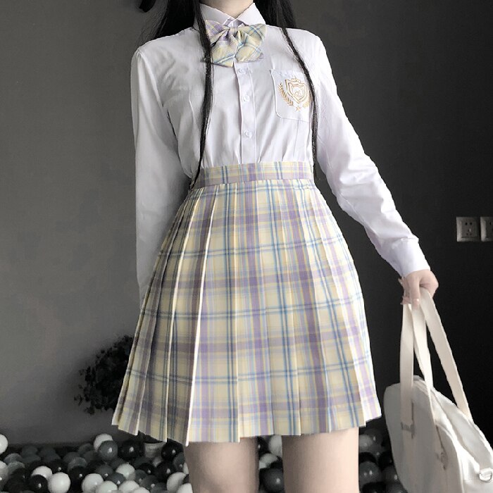 Women Pleated Skirts Mini Plaid Skirt Summer