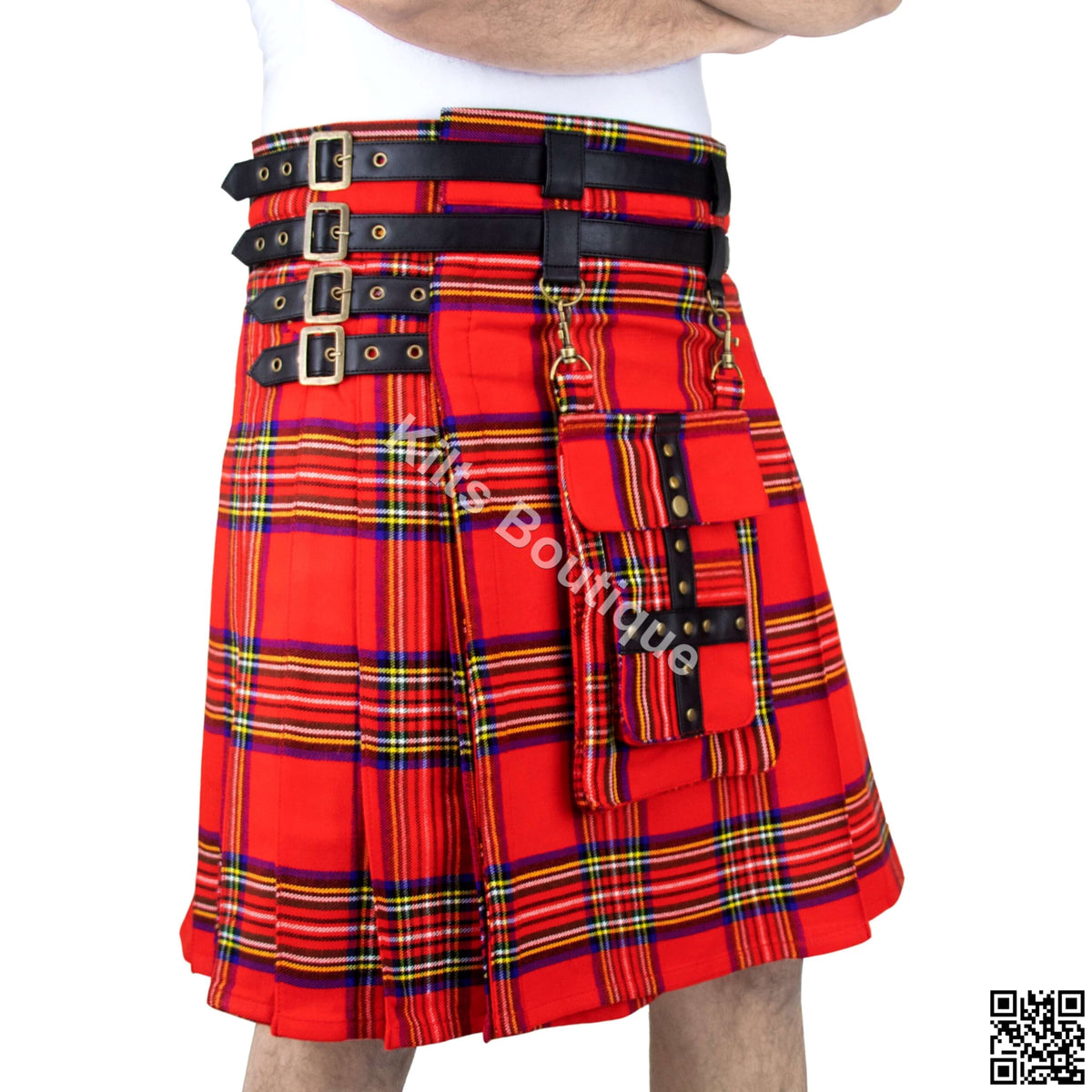 Scottish Men 16oz Adjustable Utility Kilt With Front Detachable Pocket