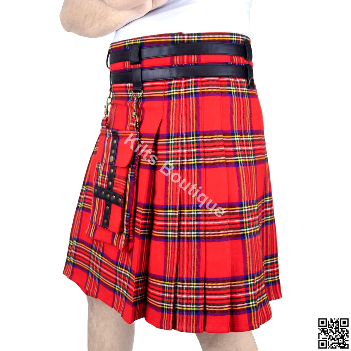 Scottish Men 16oz Adjustable Utility Kilt With Front Detachable Pocket