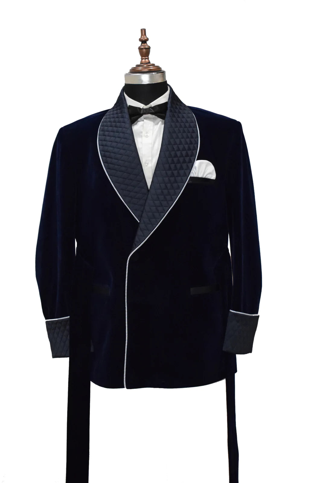 Mens Black Smoking Jackets Luxury Stylish Blue Quilted Blazer