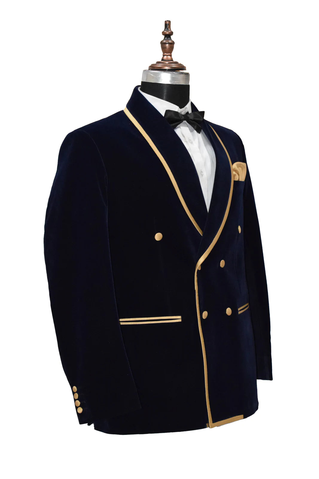 Men's Navy Blue Smoking Jacket Velvet Coat