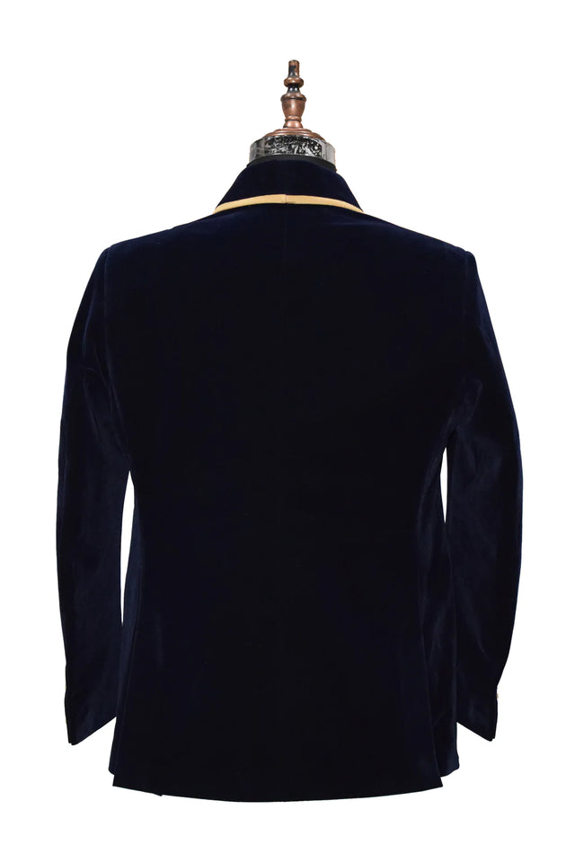 Men's Navy Blue Smoking Jacket Velvet Coat