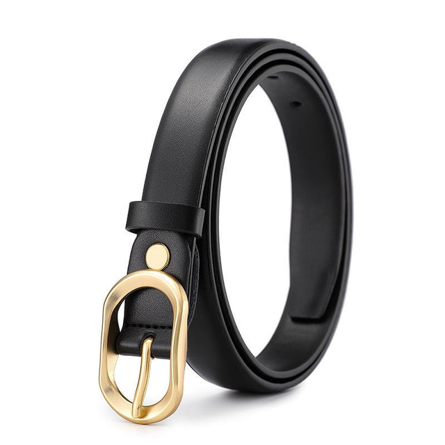 Double Leather Women Belt Fashion Waist Belt PU Leather Metal Buckle
