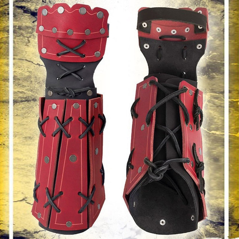 Medieval Samurai Leather Arm Armor Bracer Long Gloves Men Viking Knight Wristband