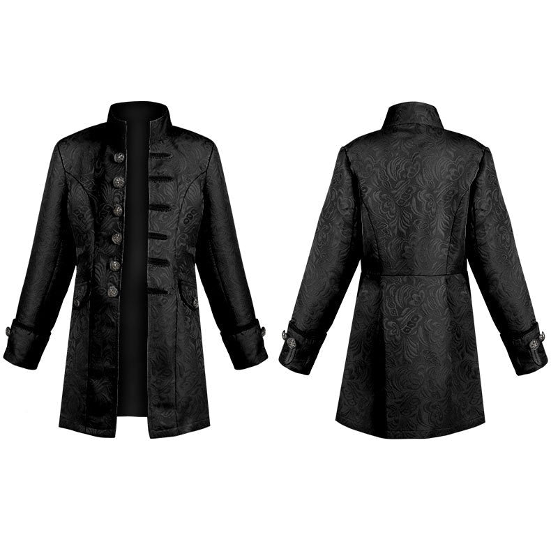 Kids Cosplay Medieval Costume Boys Prince Jacquard Stand Collar Larp VikingJacket Coat Victorian Renaissance