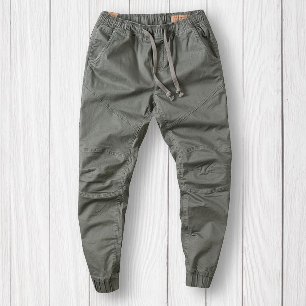 Men's Cargo Trouser Pockets Breathable Ankle-banded Men Causal Pants