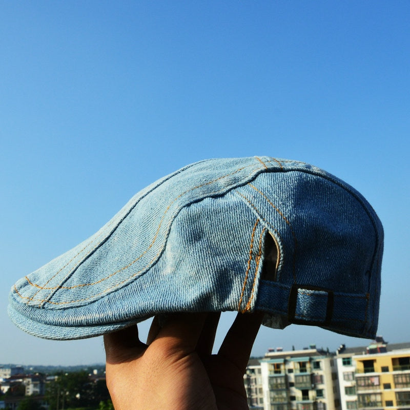 Denim Beret Hats Adjustable Men Women Jeans Berets Newsboy Flat Gatsby Cabbie Driving Cap