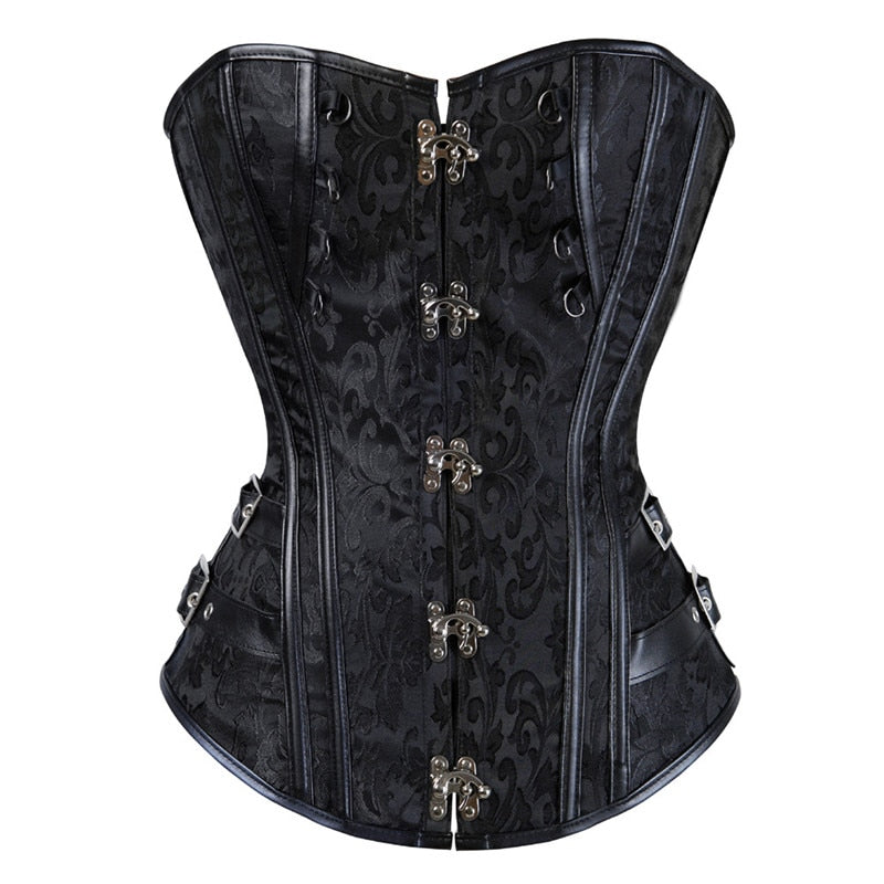 HOT Sexy Corset Women Black Boned Bustier Corset With Red Bow+G