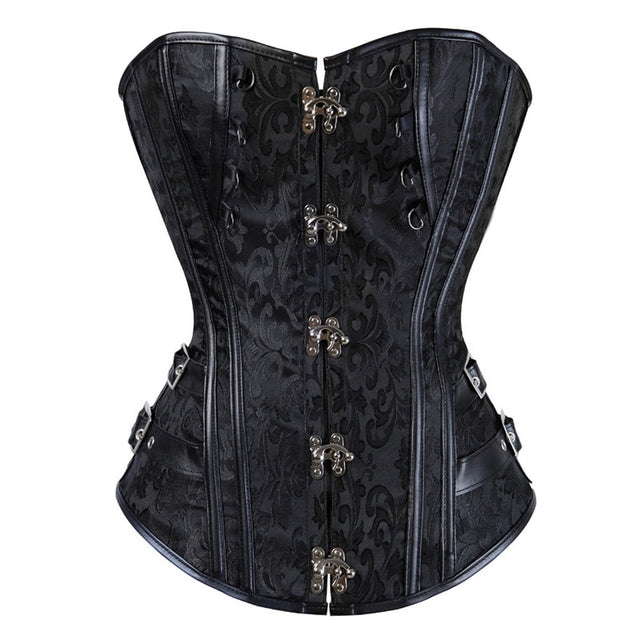 Steampunk Corset  Women Outwear Boned Bustier Metal Locks Gothic Gorset Over Bust Korse