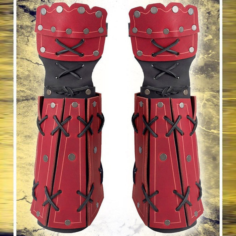 Medieval Samurai Leather Arm Armor Bracer Long Gloves Men Viking Knight Wristband