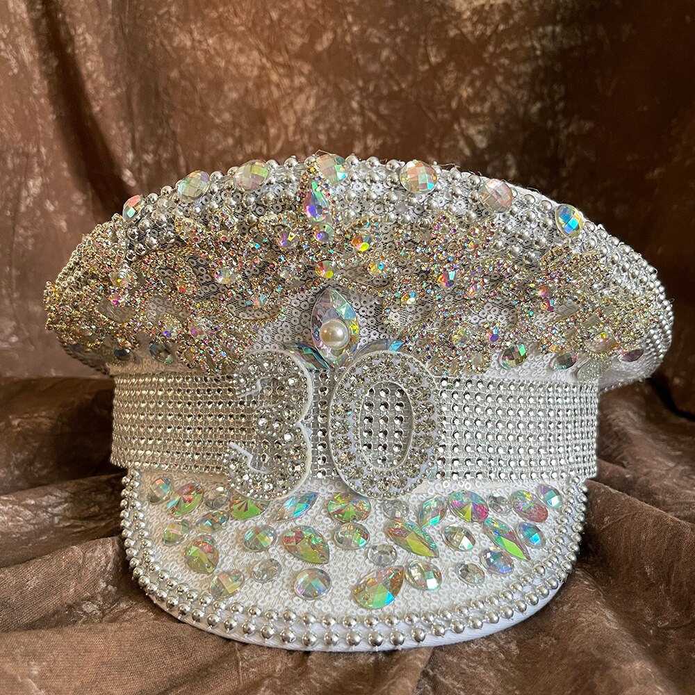 Rhinestone Military Hat Sergeant Bride Hat Hen Do Hat Festival Captain Birthday Part Hat