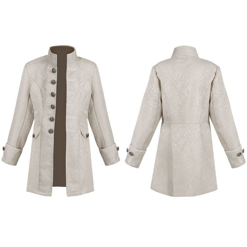 Kids Cosplay Medieval Costume Boys Prince Jacquard Stand Collar Larp VikingJacket Coat Victorian Renaissance