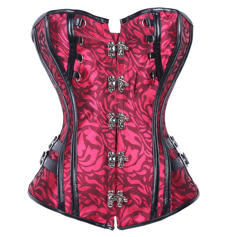 Steampunk Corset  Women Outwear Boned Bustier Metal Locks Gothic Gorset Over Bust Korse