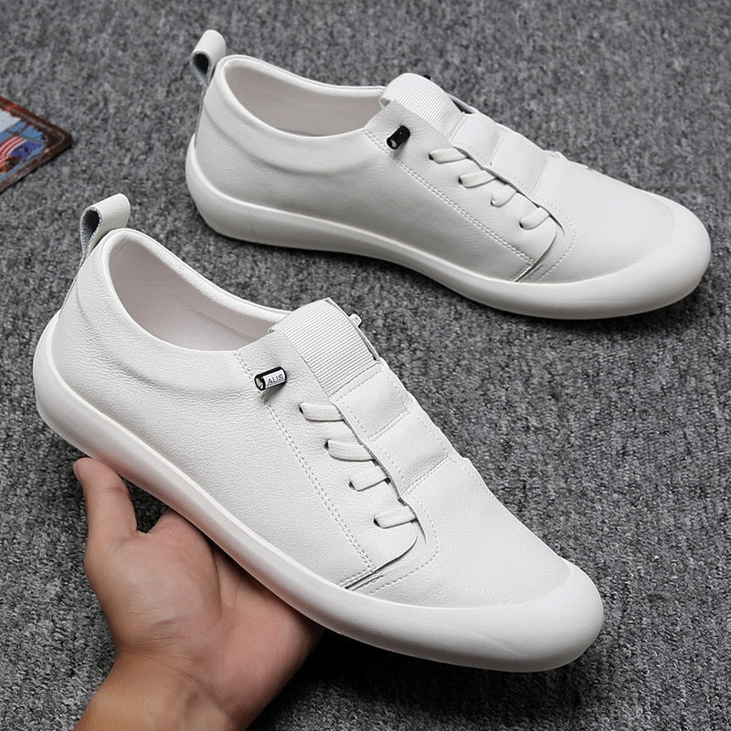 Genuine Leather Shoes Men Sneakers Casual Male Footwear Fashion White Shoes