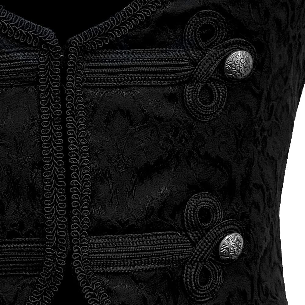 Men's Gothic Steampunk Jacquard Brocade Vest Waistcoat Sleeveless Tailcoat