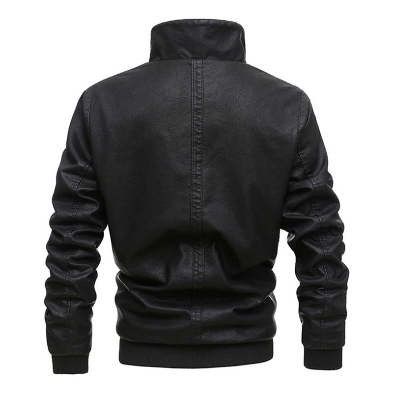 Fleece Fur PU Leather Bomber Jacket Winter Fashion Laple Zipper Straight Hem F