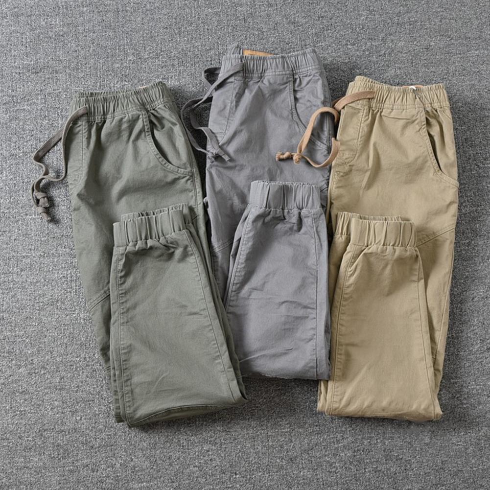 Men's Cargo Trouser Pockets Breathable Ankle-banded Men Causal Pants