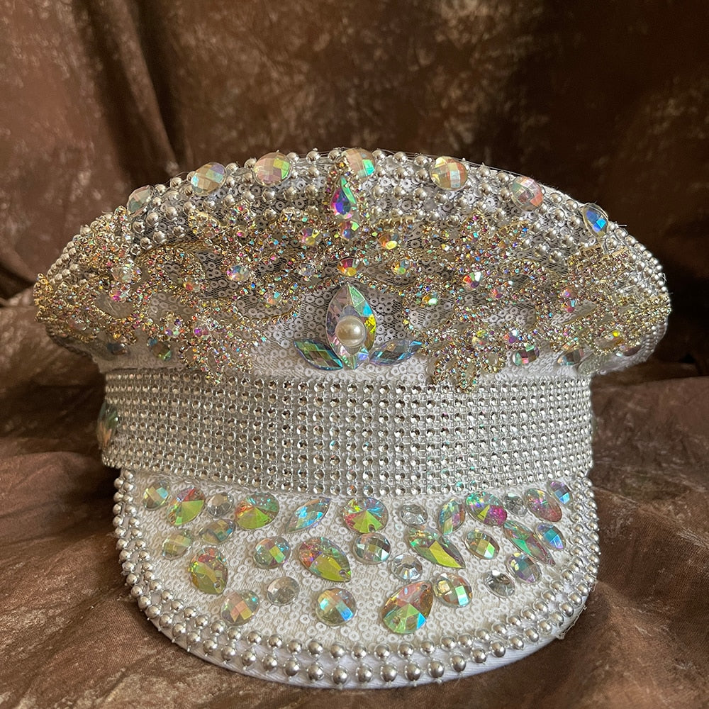 Rhinestone Military Hat Sergeant Bride Hat Hen Do Hat Festival Captain Birthday Part Hat