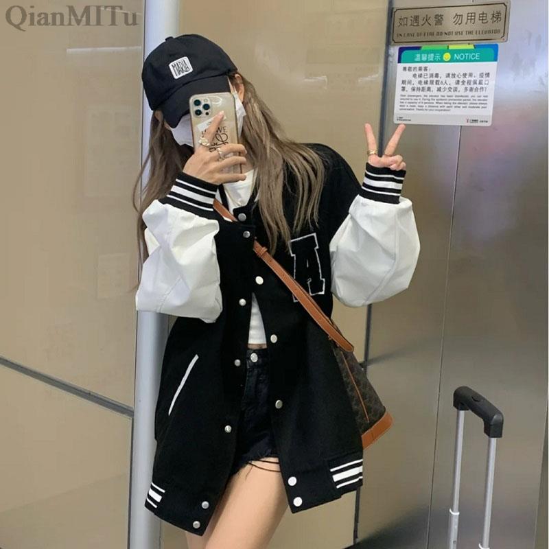 Autumn Winter Fashion Bomber Jackets for Women Streetwear Baseball Uniform