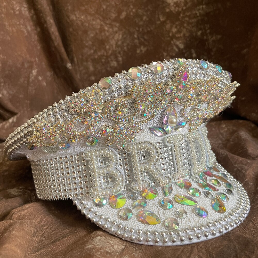 Rhinestone Military Hat Sergeant Bride Hat Hen Do Hat Festival Captain Birthday Part Hat