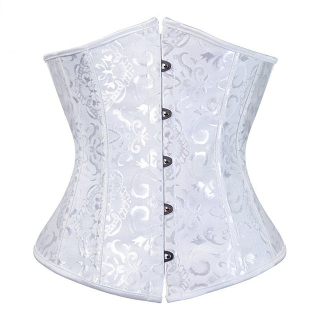 Underbust Corset Shaper Bustier top Waist Cincher Body Belt Satin lace-up Boned