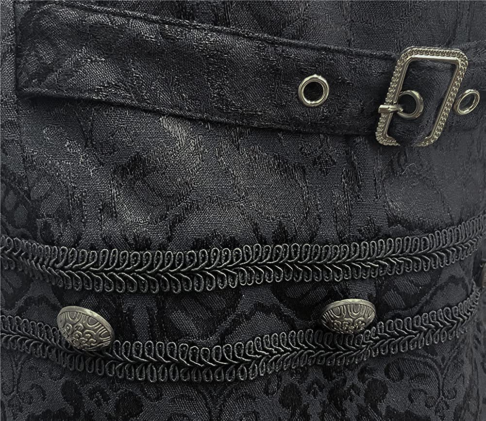 Men's Gothic Steampunk Jacquard Brocade Vest Waistcoat Sleeveless Tailcoat