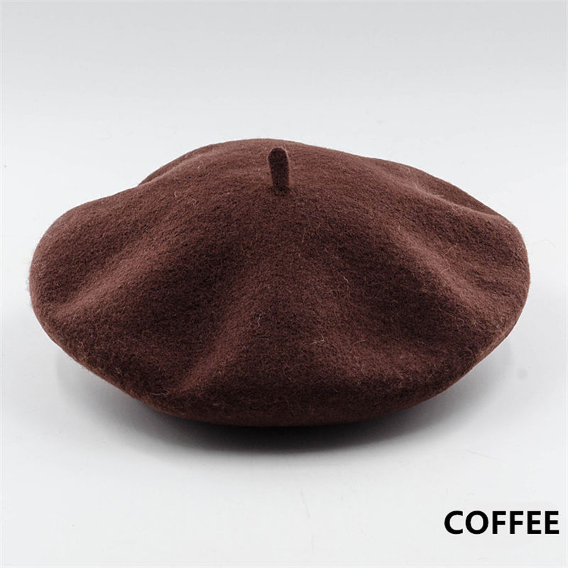 Vintage Plain Beret Hats French Berets Warm Wool Spring Winter Beanie Hat