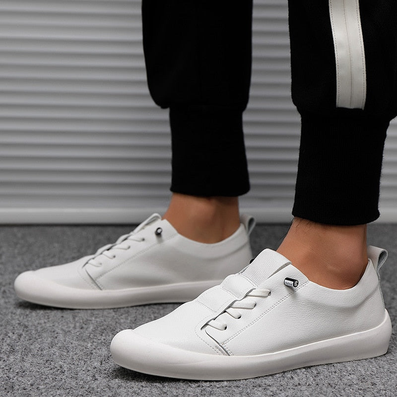Genuine Leather Shoes Men Sneakers Casual Male Footwear Fashion White Shoes