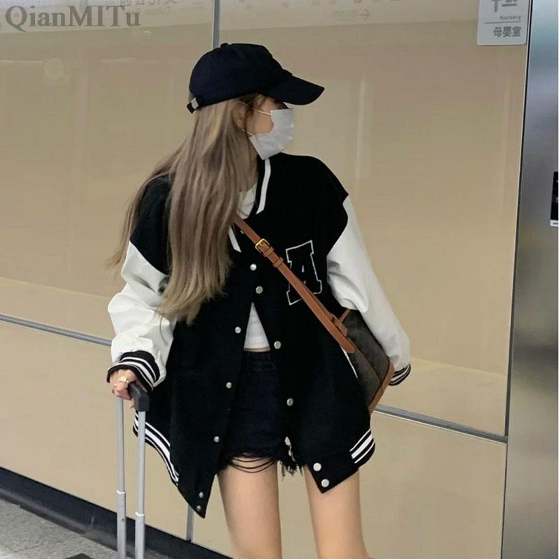 Autumn Winter Fashion Bomber Jackets for Women Streetwear Baseball Uniform