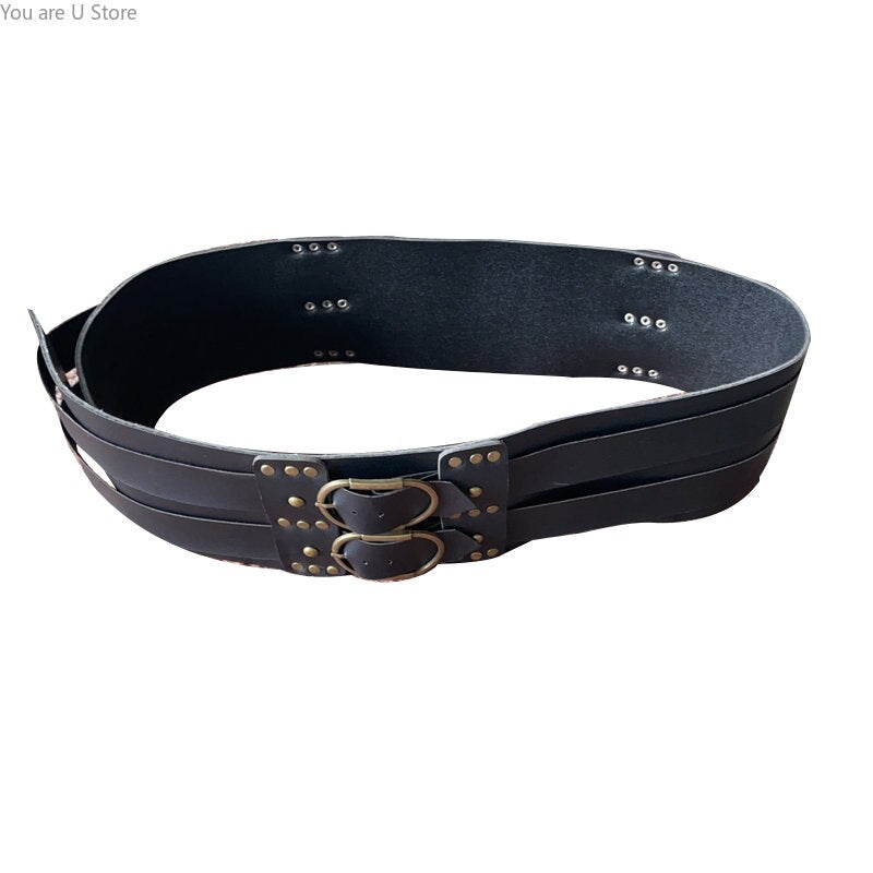 Unisex Medieval Larp Adventurer Harness Belt Viking Leather Waist Double Strap Waistband