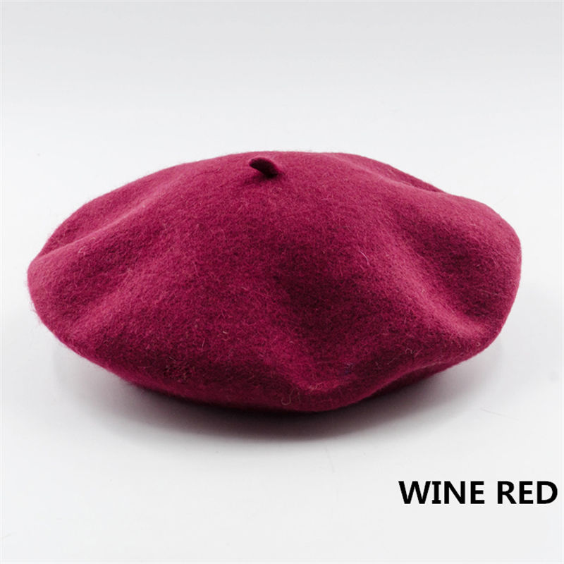Vintage Plain Beret Hats French Berets Warm Wool Spring Winter Beanie Hat