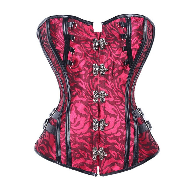 Steampunk Corset  Women Outwear Boned Bustier Metal Locks Gothic Gorset Over Bust Korse