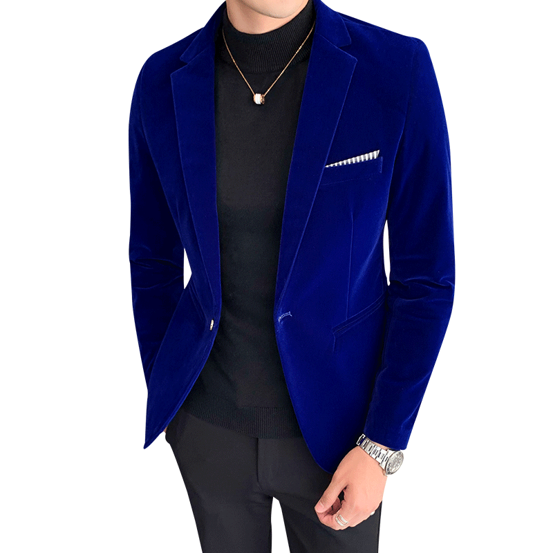 Autumn Velvet Wedding Dress Coat Men's Blazer Jacket Fashion Casual Suit Jacket Stage