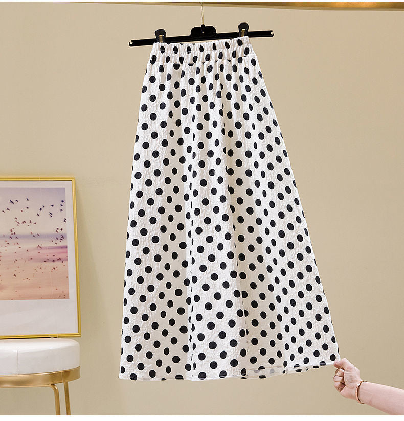 Relief Sculpture Floral Mid-length Elastic Waist Printing A-line Skirts