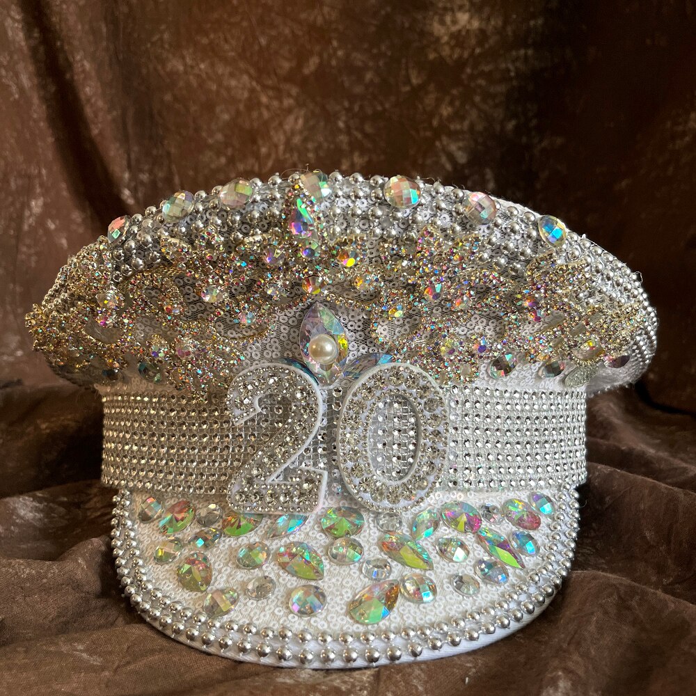 Rhinestone Military Hat Sergeant Bride Hat Hen Do Hat Festival Captain Birthday Part Hat