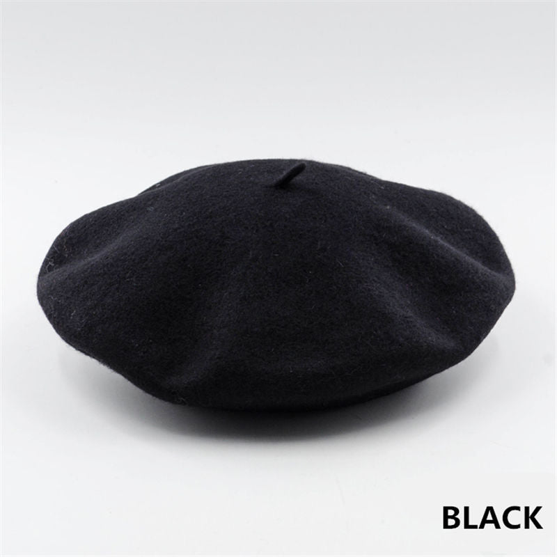 Vintage Plain Beret Hats French Berets Warm Wool Spring Winter Beanie Hat